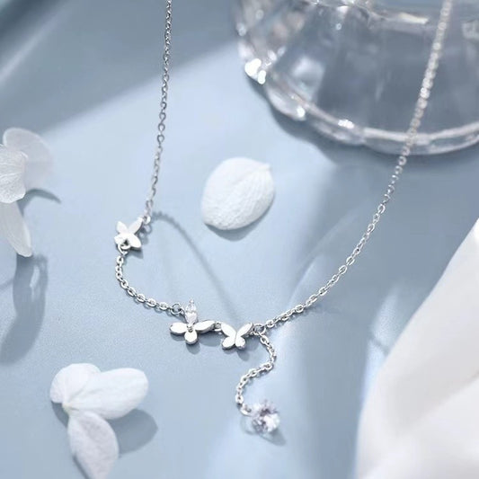 925シルバーバタフライネックレス女性轻奢風ファッションアクセサリー