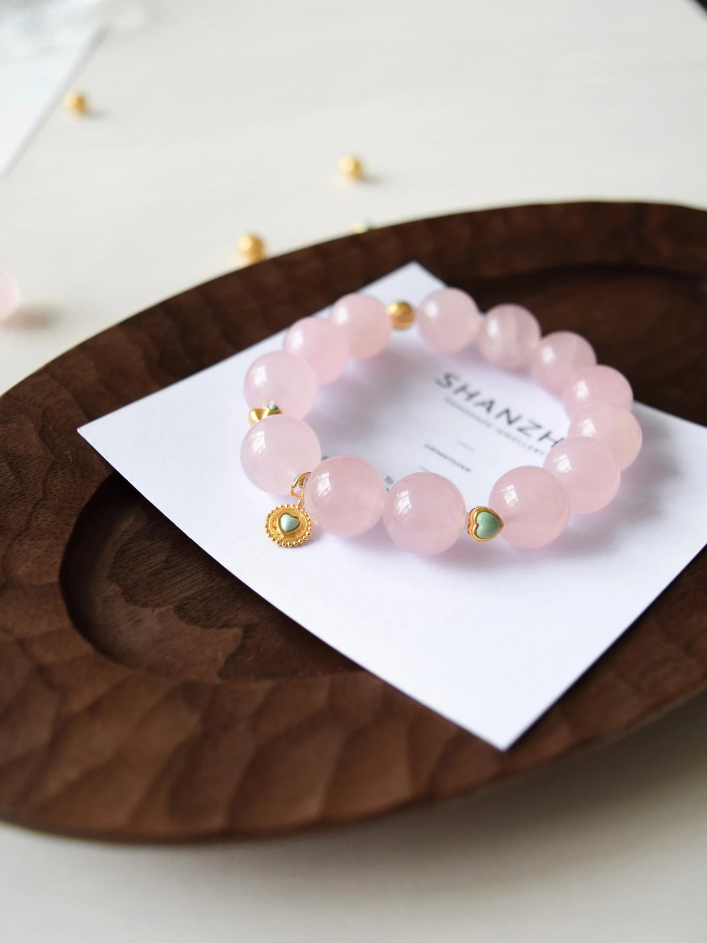 「粉黛」ローズクォーツ×シルバー ピンク桃花 天然石ブレスレット