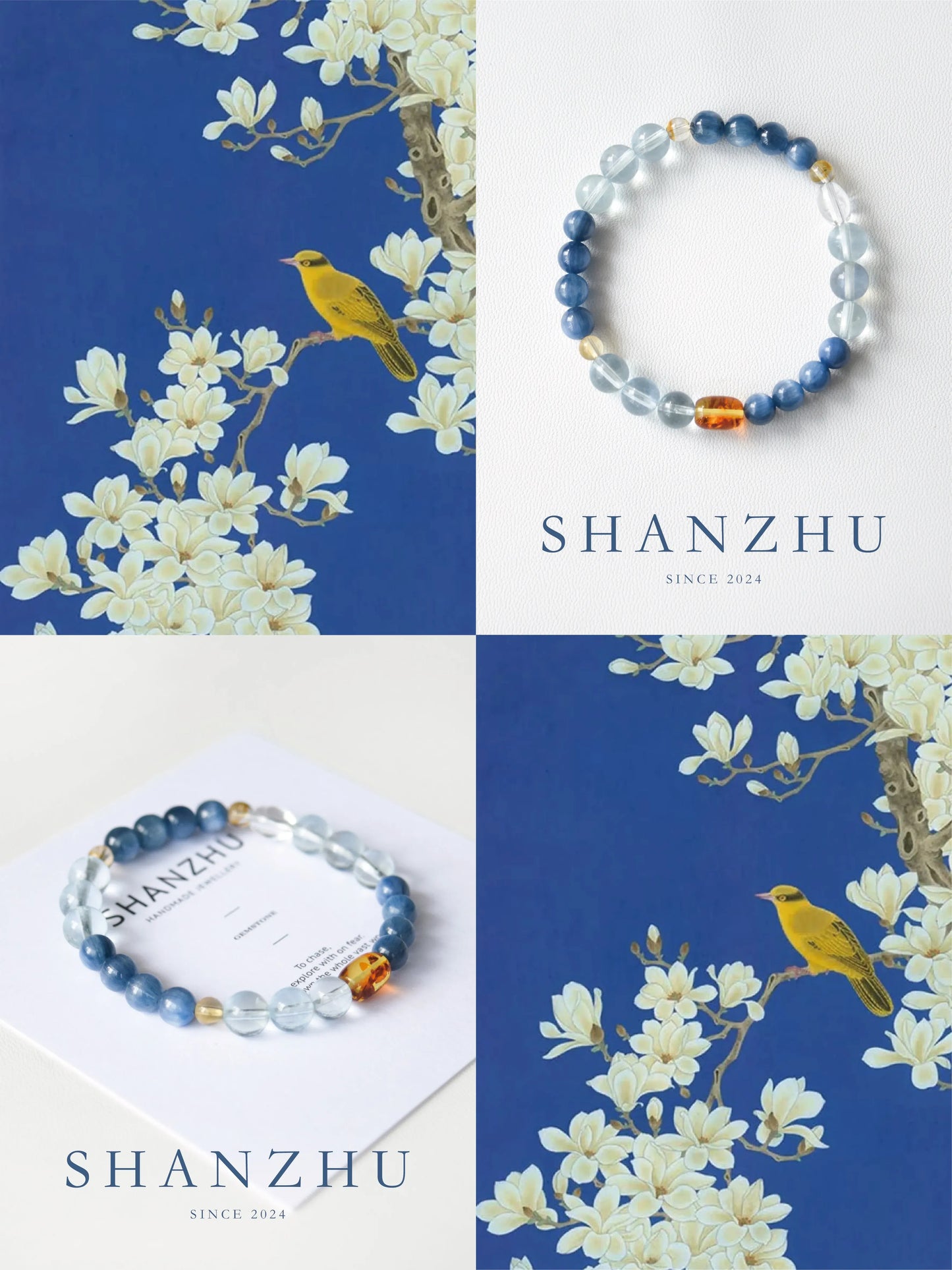 「天青」アクアマリン×ブルーストーン 明肌効果 天然石ブレスレット