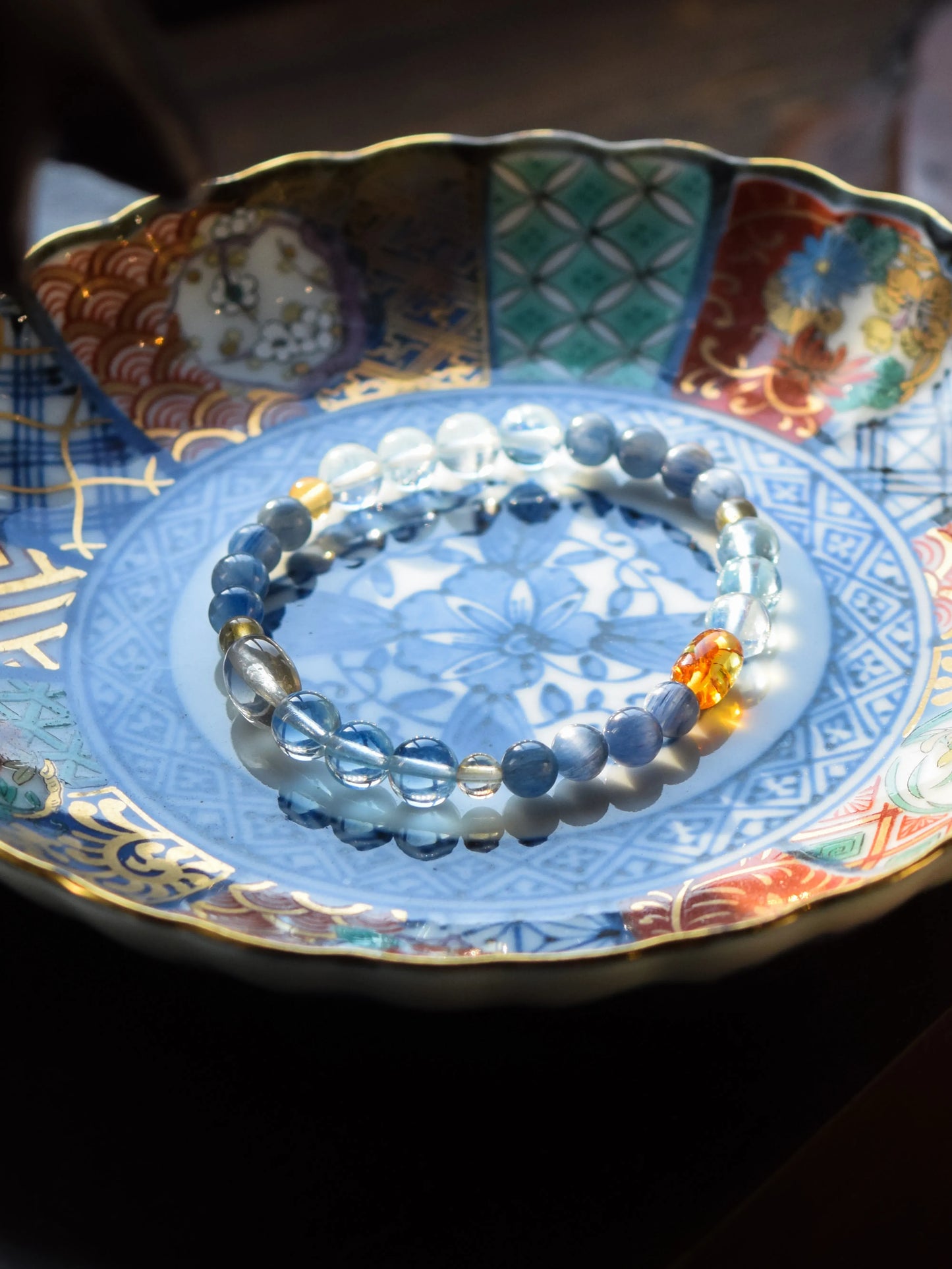 「天青」アクアマリン×ブルーストーン 明肌効果 天然石ブレスレット