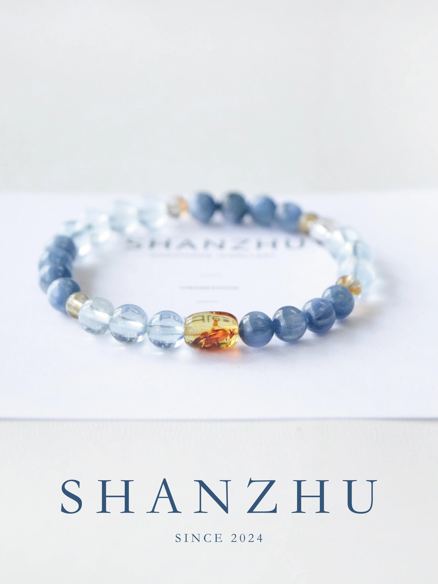 「天青」アクアマリン×ブルーストーン 明肌効果 天然石ブレスレット