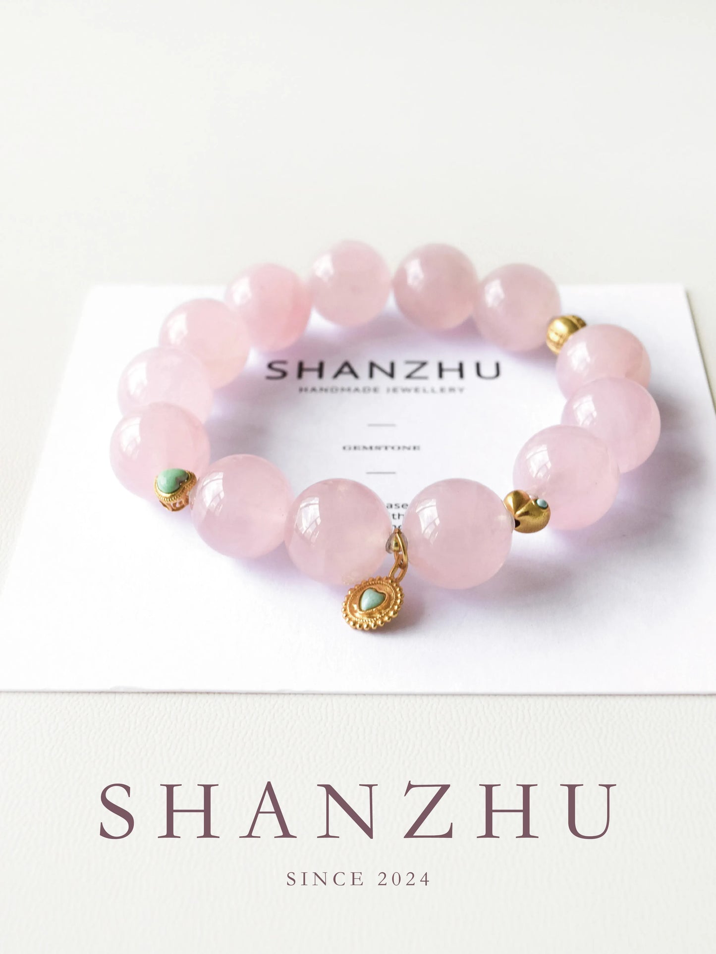 「粉黛」ローズクォーツ×シルバー ピンク桃花 天然石ブレスレット