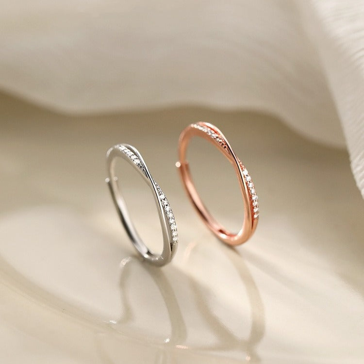 エレガントラインダイヤ簡約925シルバーリング