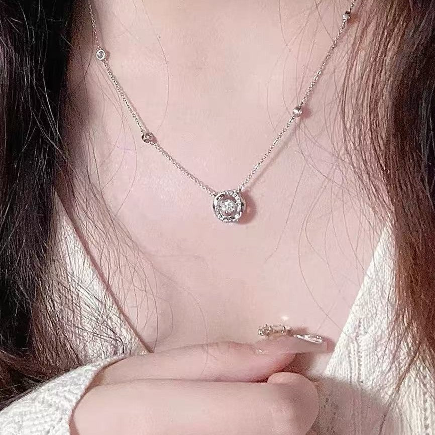 【人気】s925銀モビウスリングネックレス 女 動く心 シンプル 高級感 バレンタインデーギフト おしゃれ