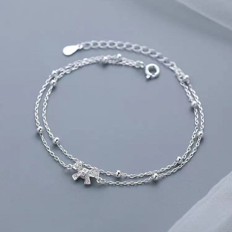 S 925銀蝶結びブレスレット女2023新ファッション洗練されたシンプルなデザイン感のある親友プレゼント