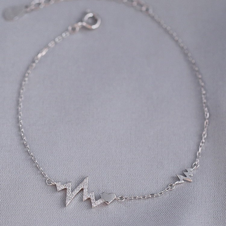 心拍数フラッシュ精致闪钻爱心925シルバーブレスレット