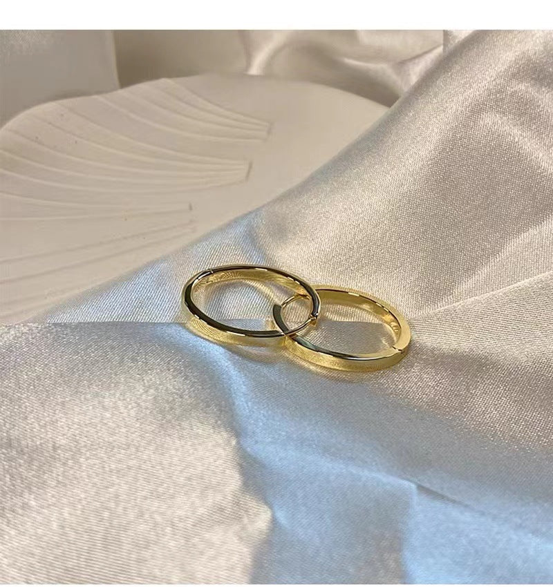 フレンチスタイル925銀針リングイヤリング少数派デザインプレーンリング