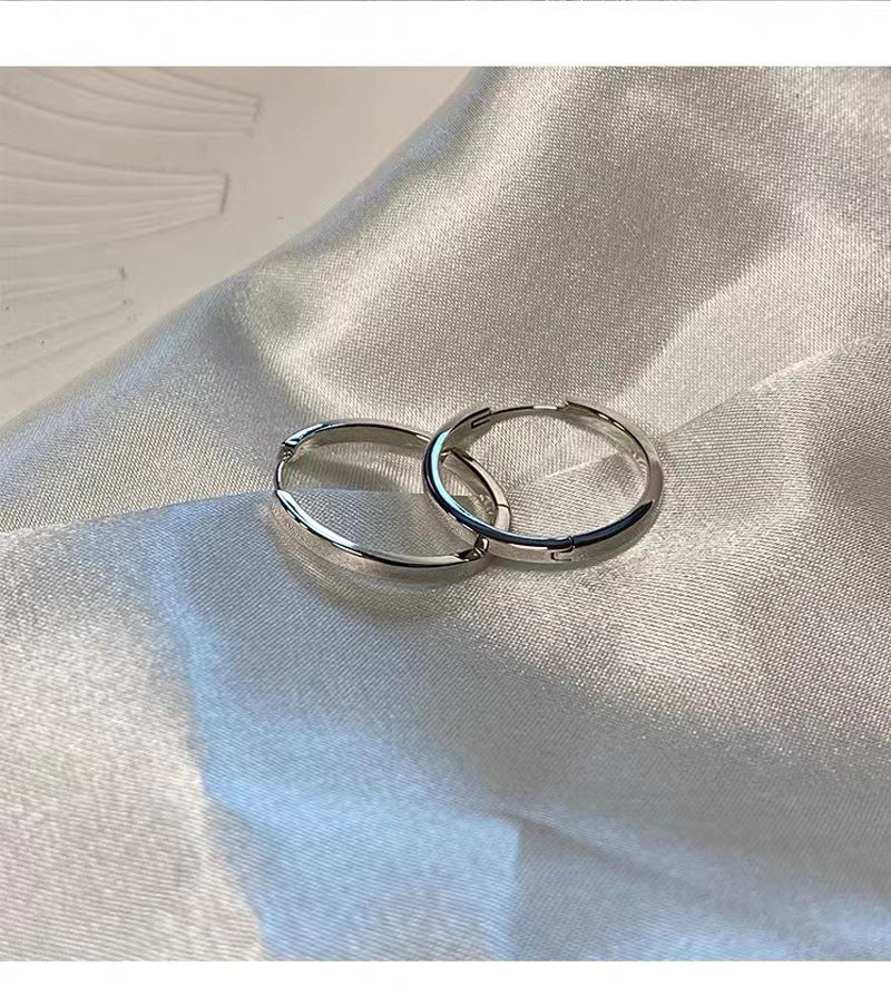フレンチスタイル925銀針リングイヤリング少数派デザインプレーンリング