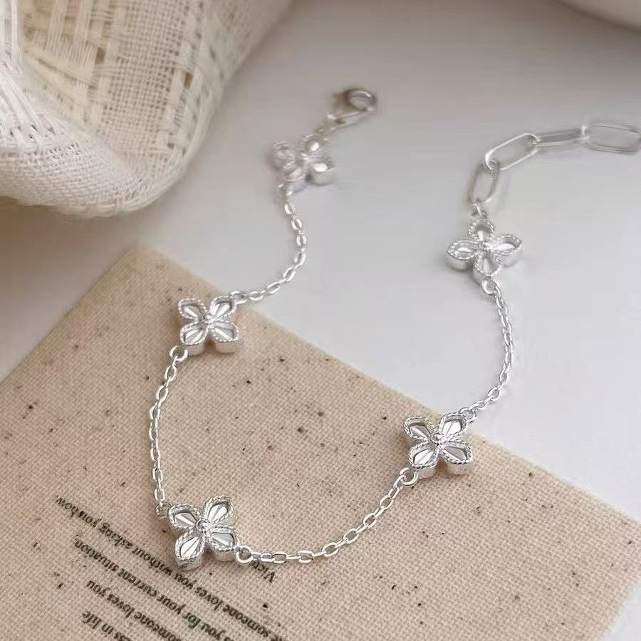 925純銀ラッキークローバーブレスレット轻奢高級感女性用