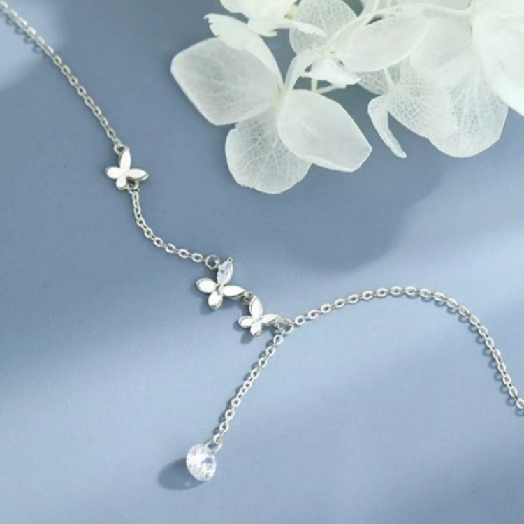 925シルバーバタフライネックレス女性轻奢風ファッションアクセサリー