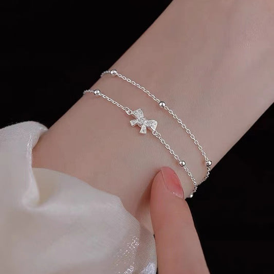 S 925銀蝶結びブレスレット女2023新ファッション洗練されたシンプルなデザイン感のある親友プレゼント