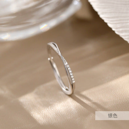 エレガントラインダイヤ簡約925シルバーリング