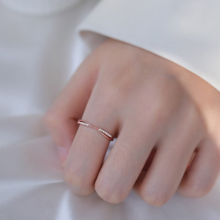 エレガントラインダイヤ簡約925シルバーリング