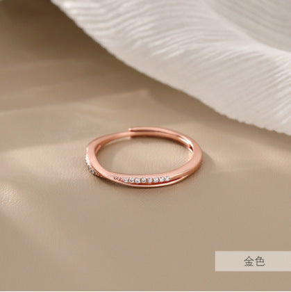 エレガントラインダイヤ簡約925シルバーリング