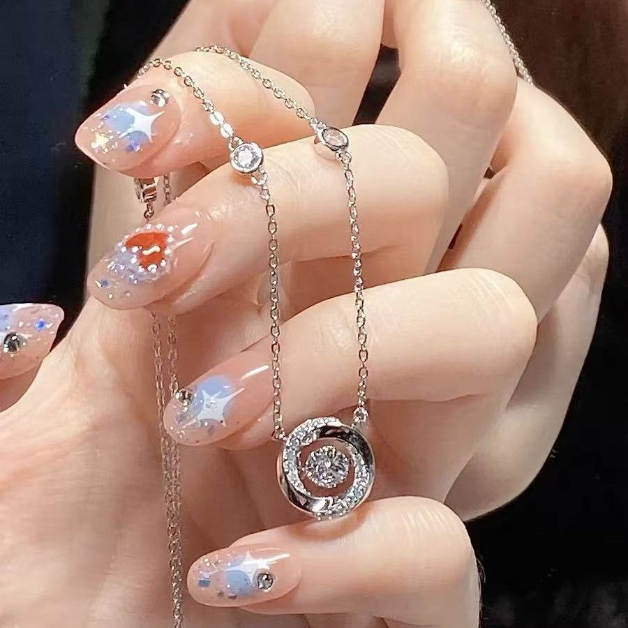 【人気】s925銀モビウスリングネックレス 女 動く心 シンプル 高級感 バレンタインデーギフト おしゃれ