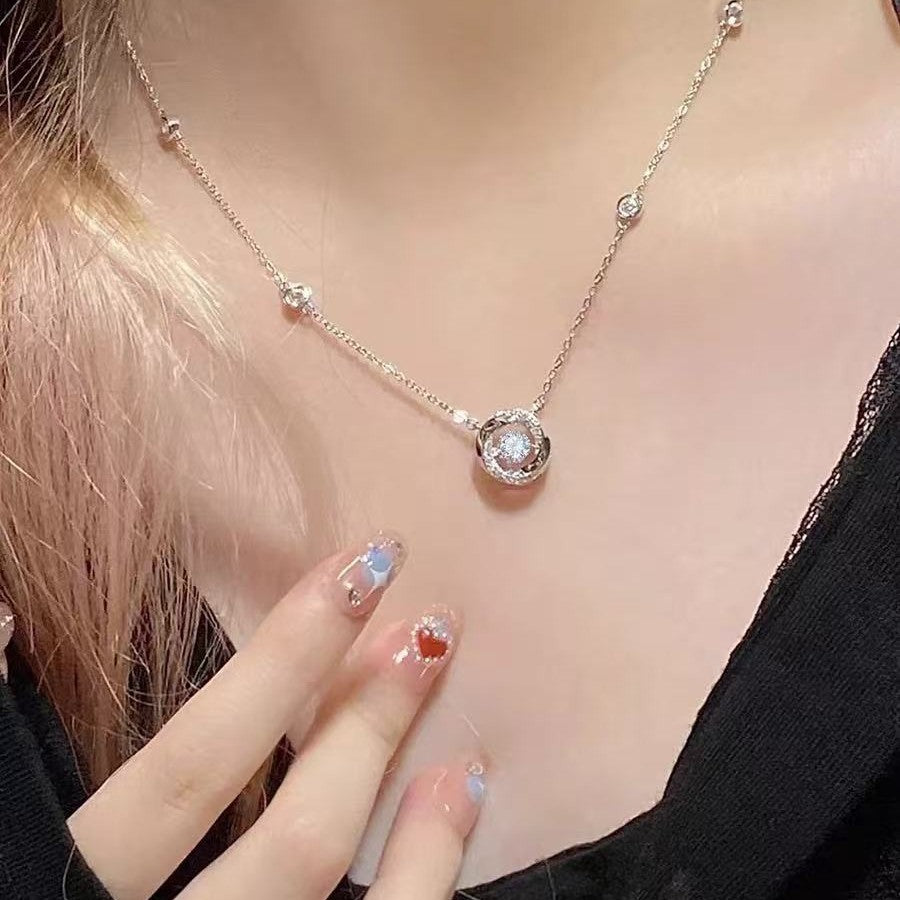 【人気】s925銀モビウスリングネックレス 女 動く心 シンプル 高級感 バレンタインデーギフト おしゃれ