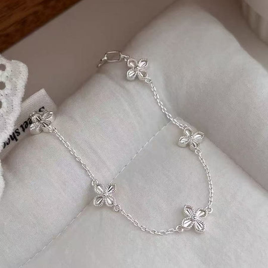 925純銀ラッキークローバーブレスレット轻奢高級感女性用