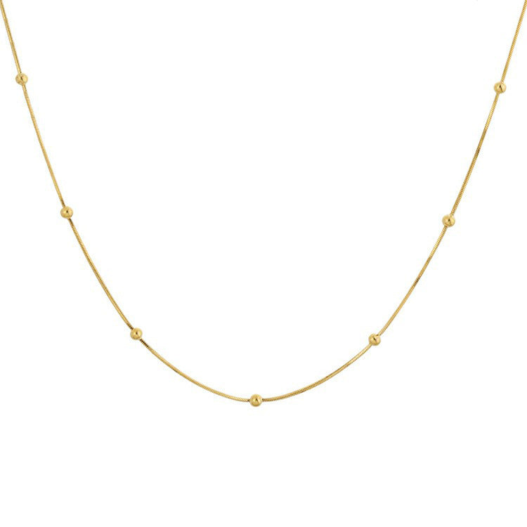 軽奢感高級シンプル百搭丸玉スネークボーンチタン鋼ネックレス女性用セット