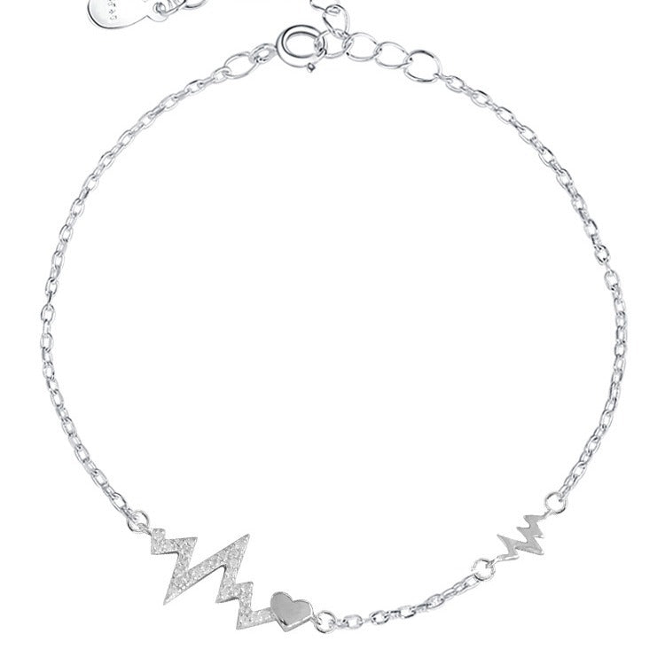 心拍数フラッシュ精致闪钻爱心925シルバーブレスレット